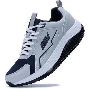 New Mens Size 7 Gray Navy Arch Support Orthotic Lace Up Athletic Shoes w Flaw